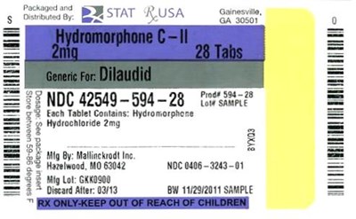 Hydromorphone C-ii  2mg Label Image (Hydromorphone C Ii 2 mg  42549)